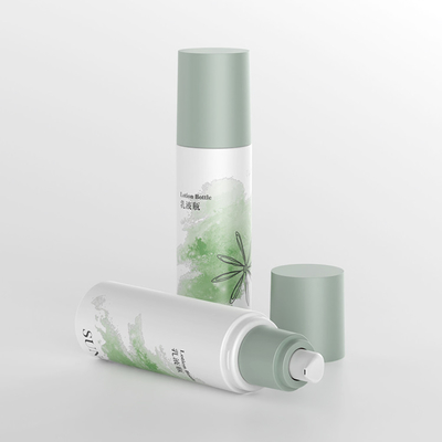 Güzellik Özel Tek Duvarlı Yeşil Kozmetik Serum Losyon Şişesi 120ml Dispenserle