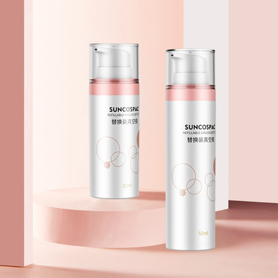 30 ml 50 ml Pompa PET Ambalaj Kozmetik Değiştirilebilir Yeniden Doldurulabilir PET Çift Duvarlı Yüz Kremi Şişe
