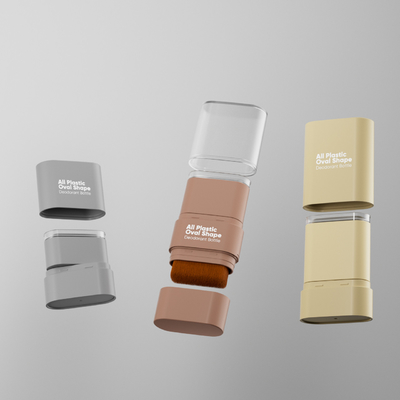 Fabrika Doğrudan Renk Yapılandırma Fondu Yapıştırma Tüm Plastik Oval Şekilli Deodorant Şişesi Fırça ile